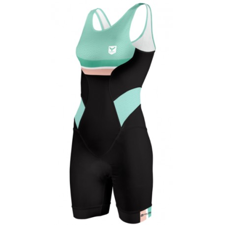 TRISUIT TAYMORY W T190 GOLD TORQUOISE-deportesclaro-Ropa de triatlón para mujer